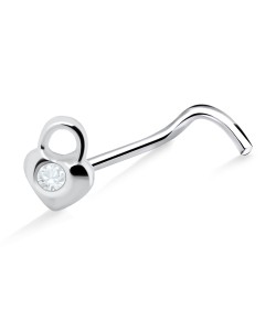 Stone Lock Heart Shaped Curved Nose Stud NSKB-353